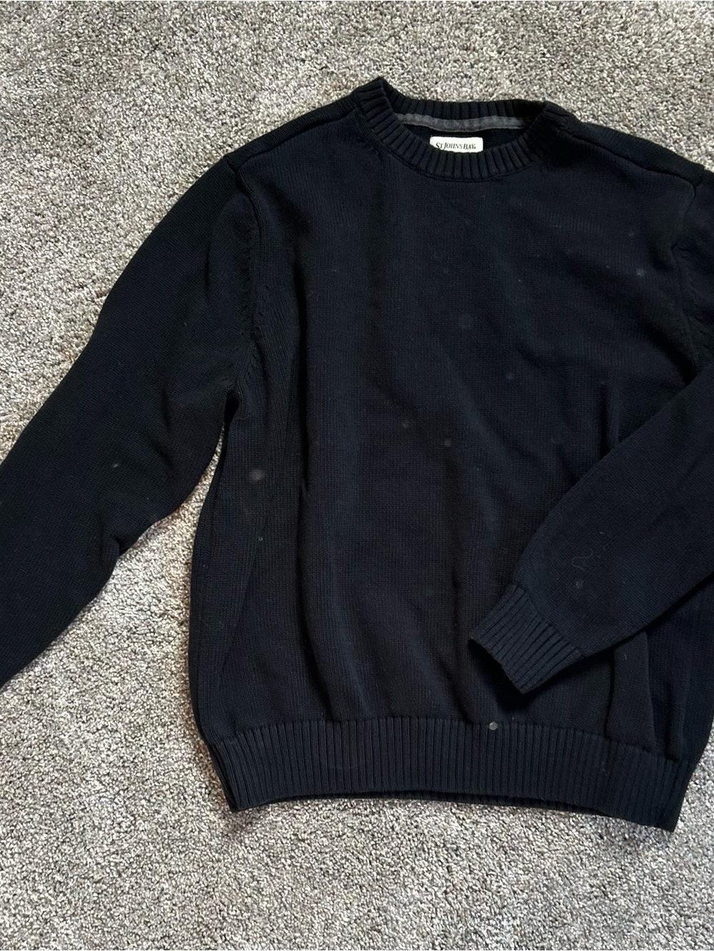 Men's St. John’s Bay Black Crewneck Sweater - Classic Knit Large